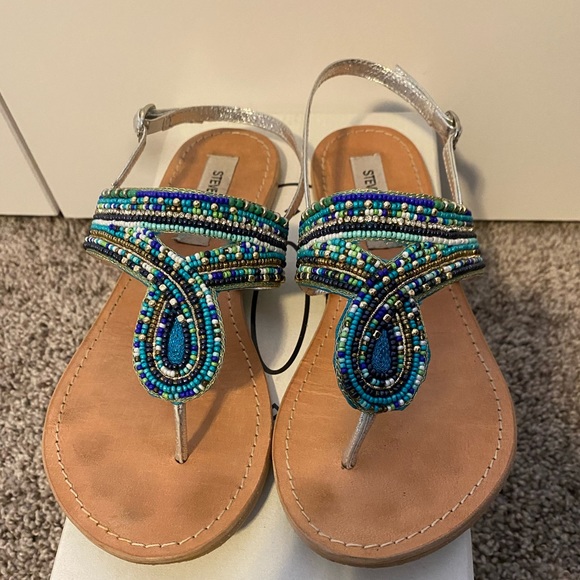 blue beaded sandals